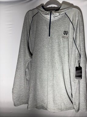 Notre Dame Colosseum Navy and Light Gray Hooded 1/4 Zip Pullover